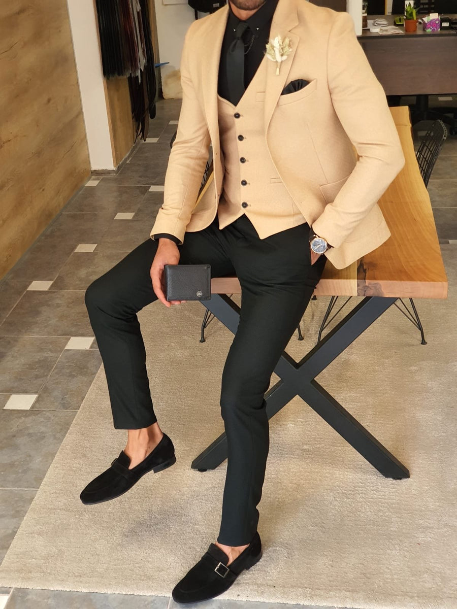 Forenzax Beige Slim Fit Suit | VICLAN