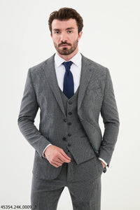 Bojoni Belmonte Gray Patterned  Slim Fit Suit