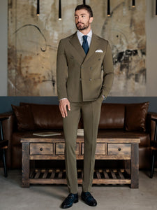 Khaki Double Breasted Suit 2-Piece