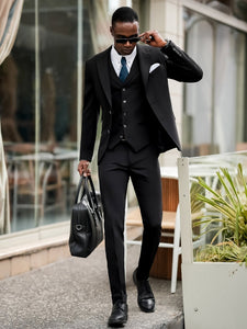 Black Slim-Fit Suit 3-Piece