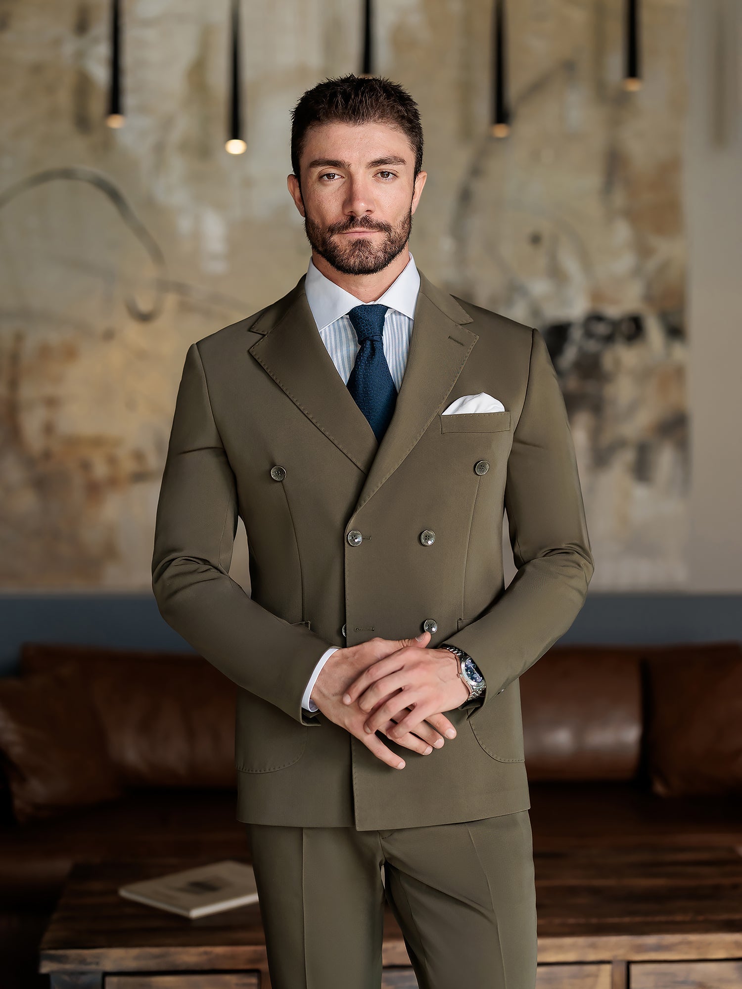 Khaki Double Breasted Suit 2-Piece