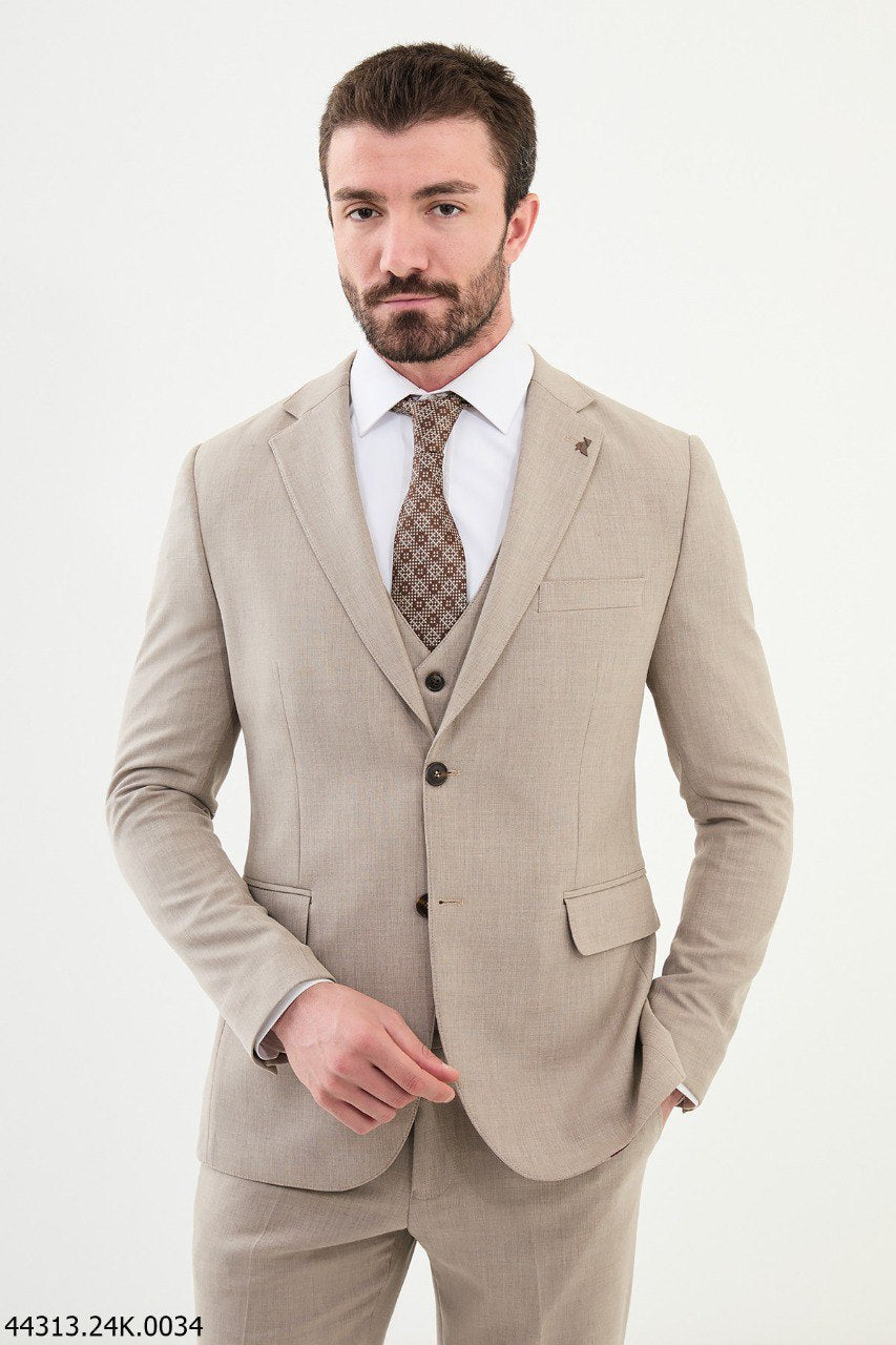 Bojoni Belmonte Beige Classic Slim Fit Suit