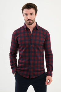 Bojoni Capena Check Slim Fit Red Shirt