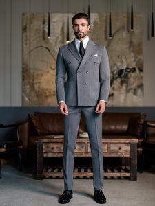 Grey Double Breasted Suit 2-Piece