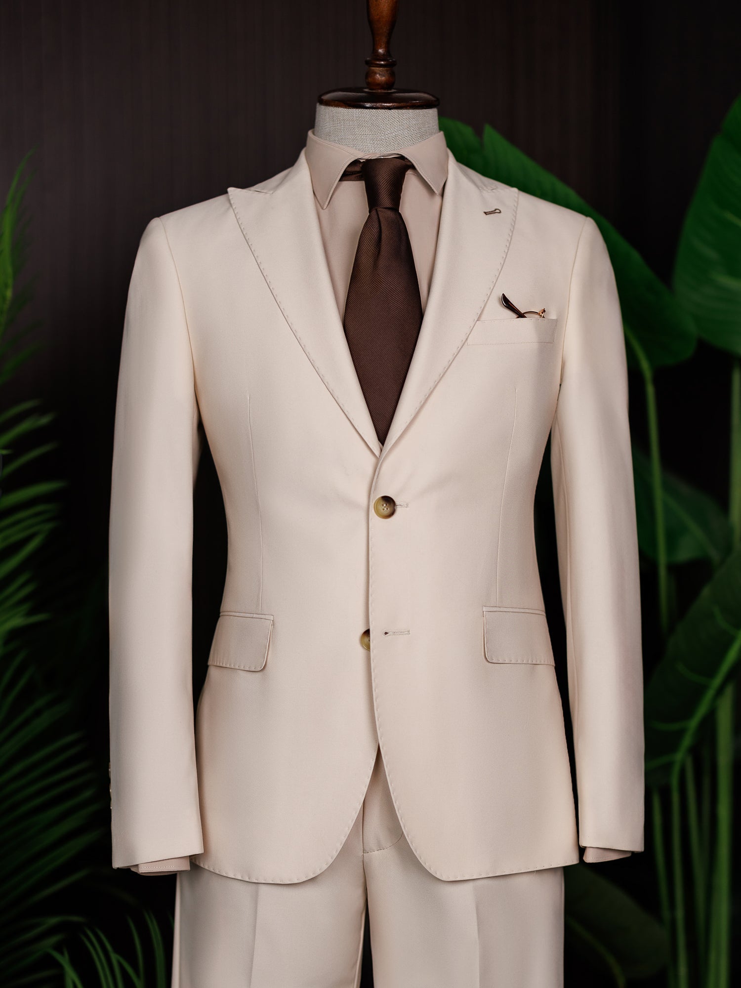 Beige Modern-Fit Suit 3-Piece