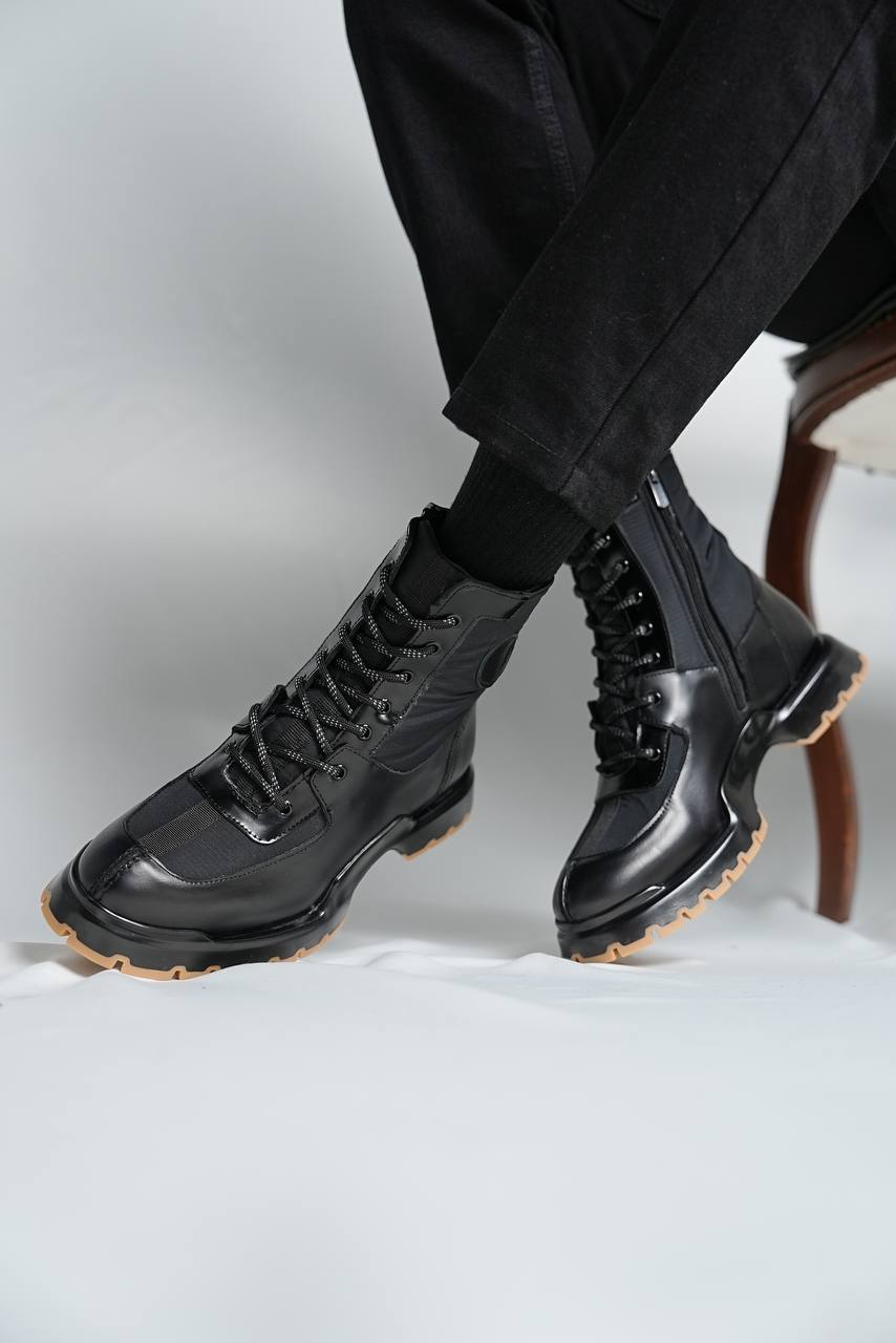 Bojoni Omaha Leather Black Boots Shoes