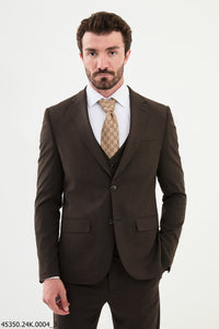 Bojoni Belmonte Brown Plaid Classic Slim Fit Suit