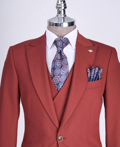 Bojoni Chicago Slim Fit Special Design Coral Suit