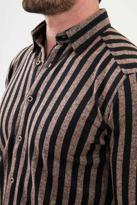 Bojoni Capena Striped Slim Fit Biege Shirt