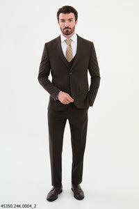 Bojoni Belmonte Brown Plaid Classic Slim Fit Suit