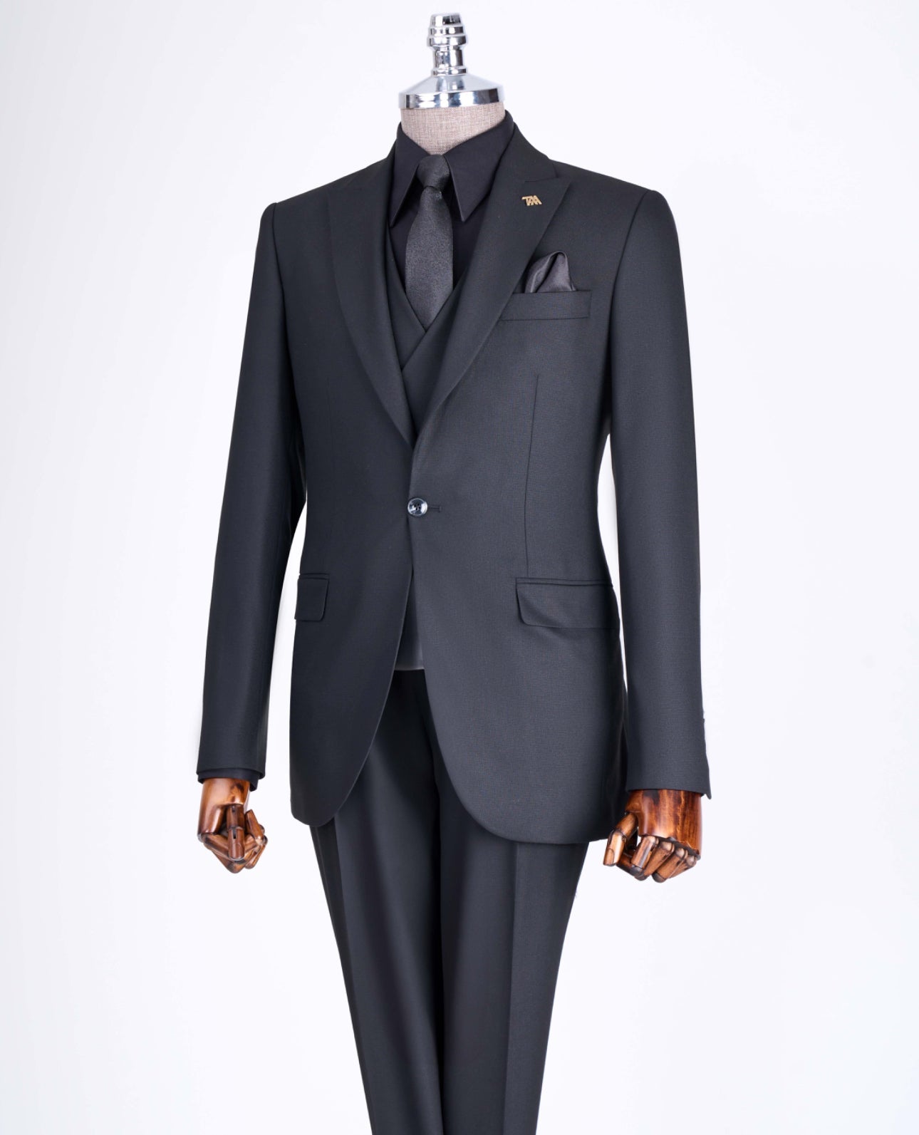 Bojoni Chicago Slim Fit Special Design Black Suit