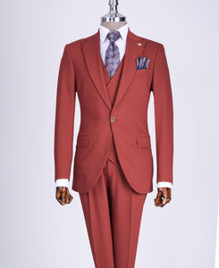 Bojoni Chicago Slim Fit Special Design Coral Suit