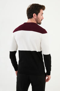 Bojoni Capena Pieced Slim Fit Crew Neck Black Knitwear Sweater