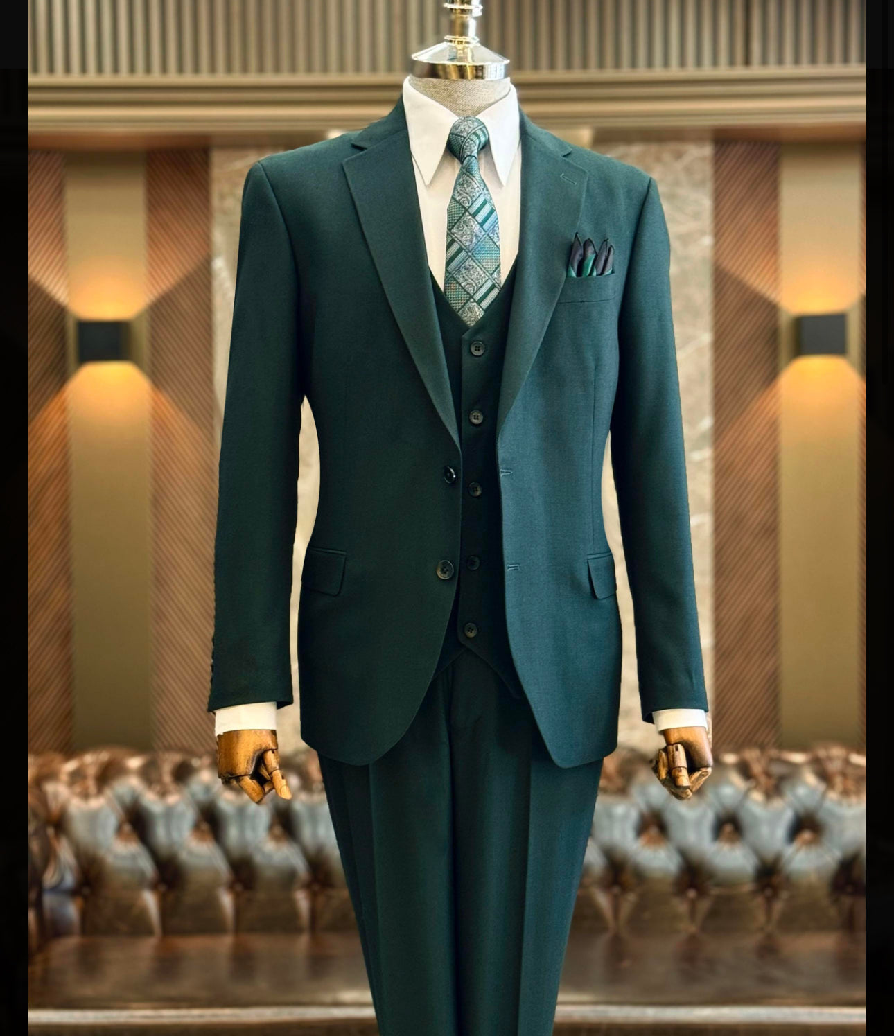 Bojoni Valencia Green  Slim Fit Suit