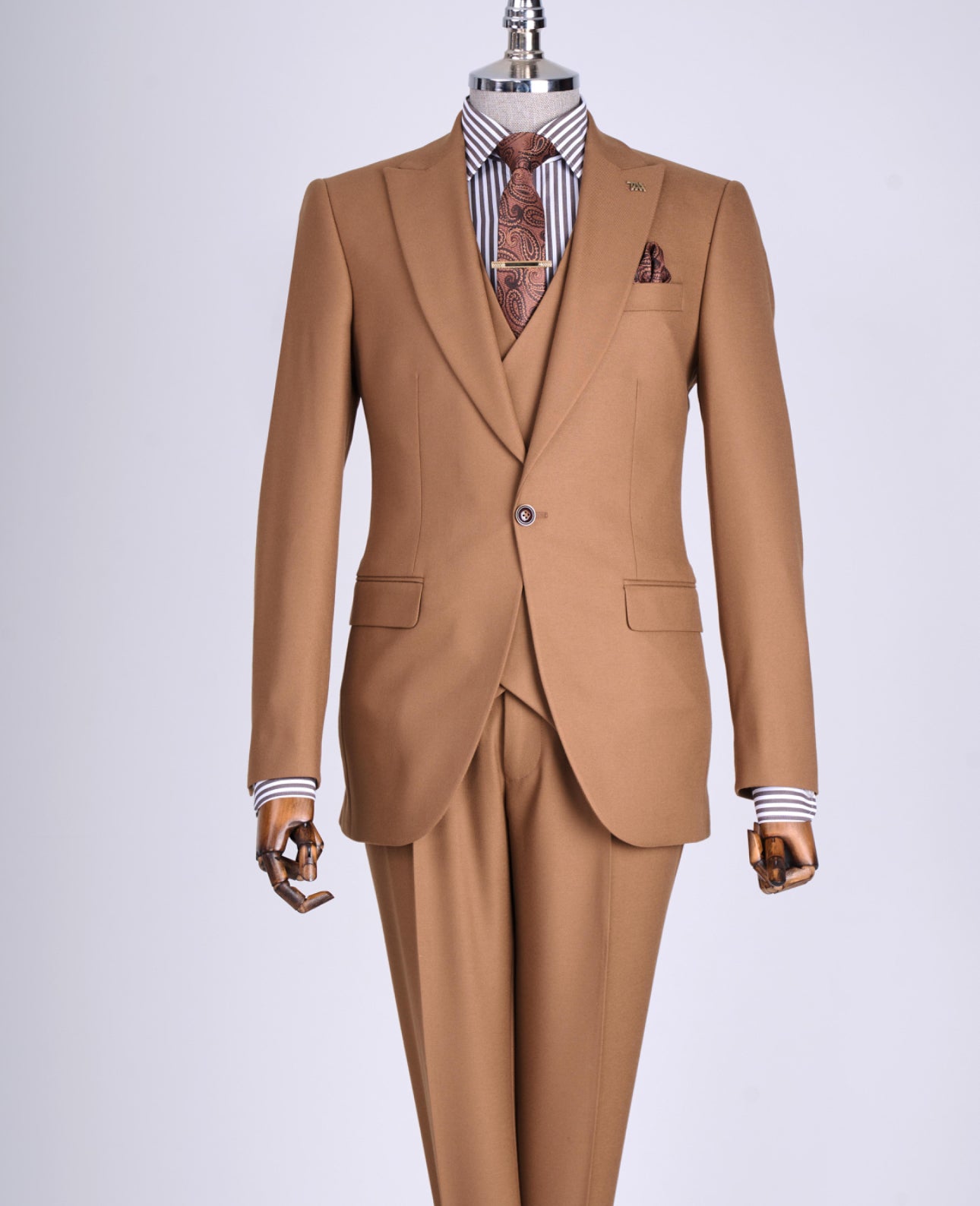 Bojoni Chicago Slim Fit Special Design Camel Suit