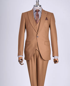 Bojoni Chicago Slim Fit Special Design Camel Suit