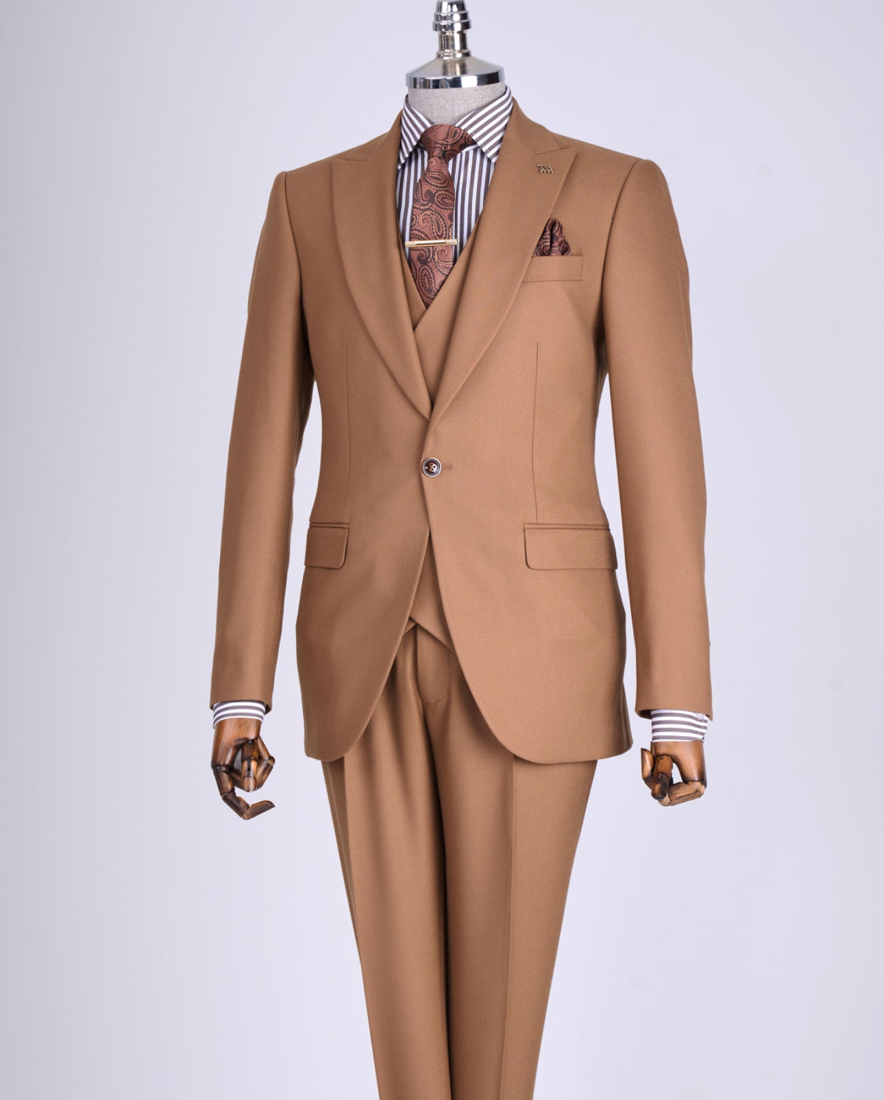 Bojoni Chicago Slim Fit Special Design Camel Suit