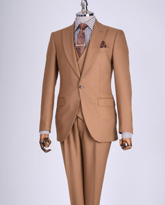 Bojoni Chicago Slim Fit Special Design Camel Suit