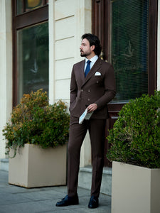 Brown Double Breasted Suit 2-Piece