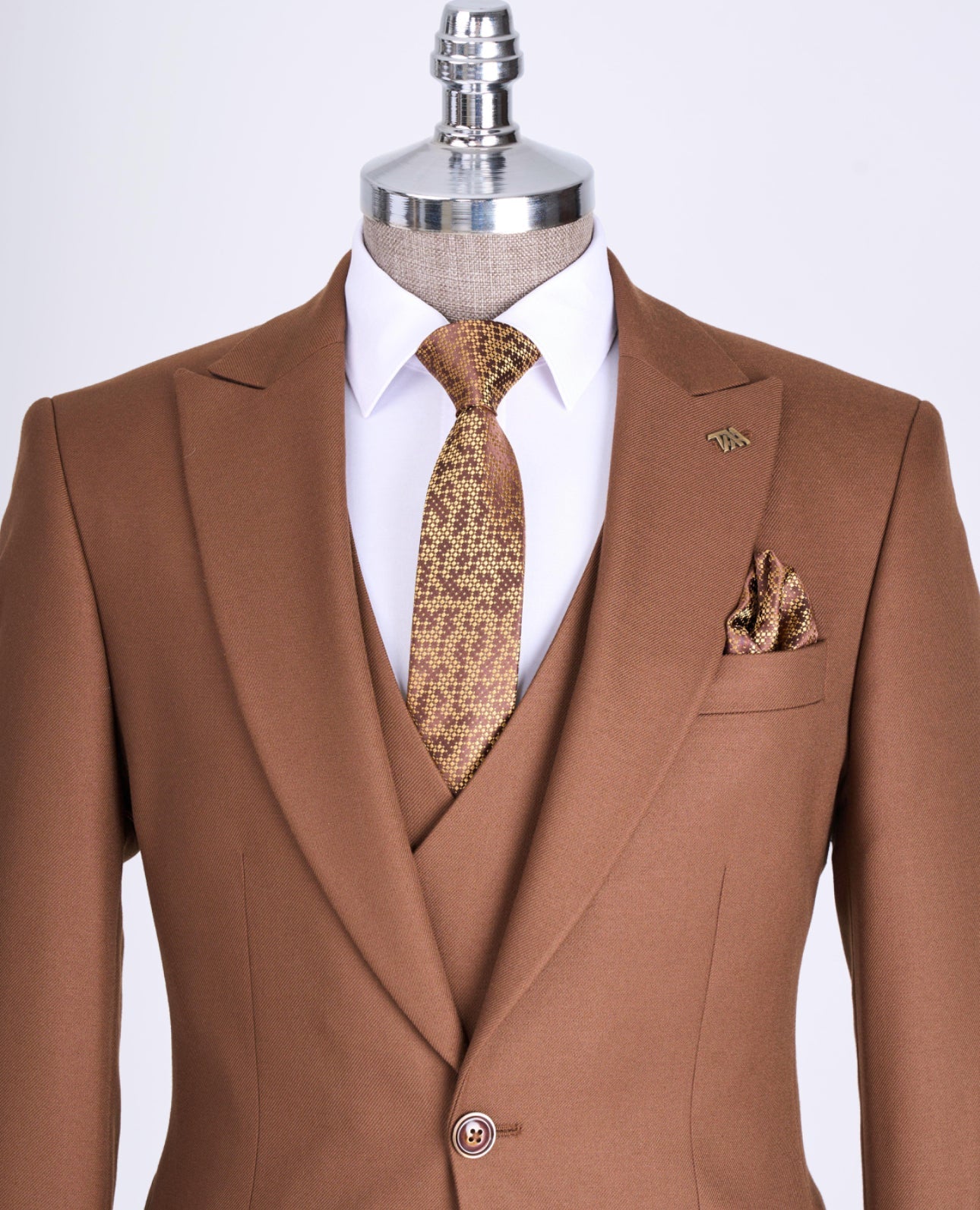 Bojoni Chicago Slim Fit Special Design Brown Suit