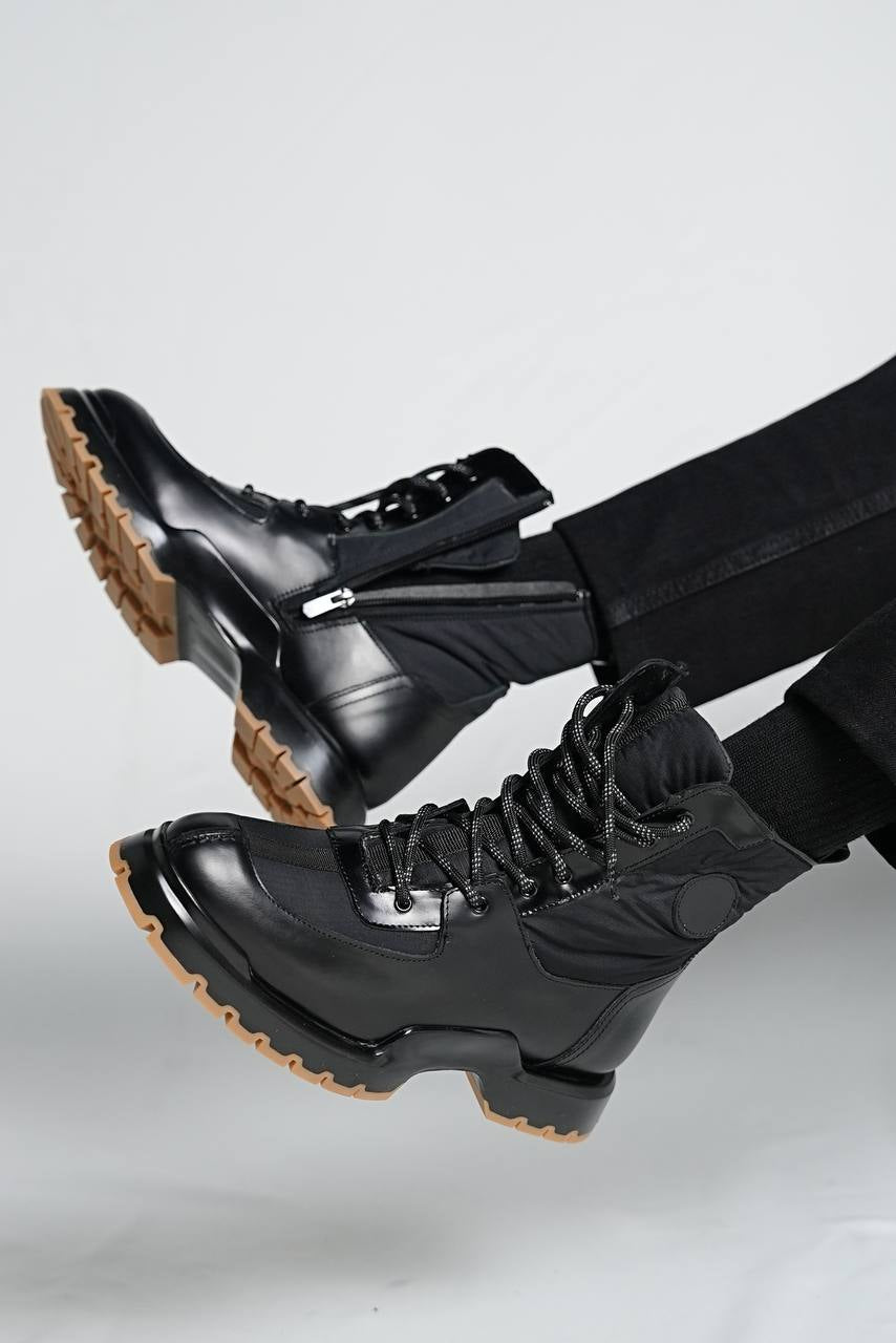 Bojoni Omaha Leather Black Boots Shoes