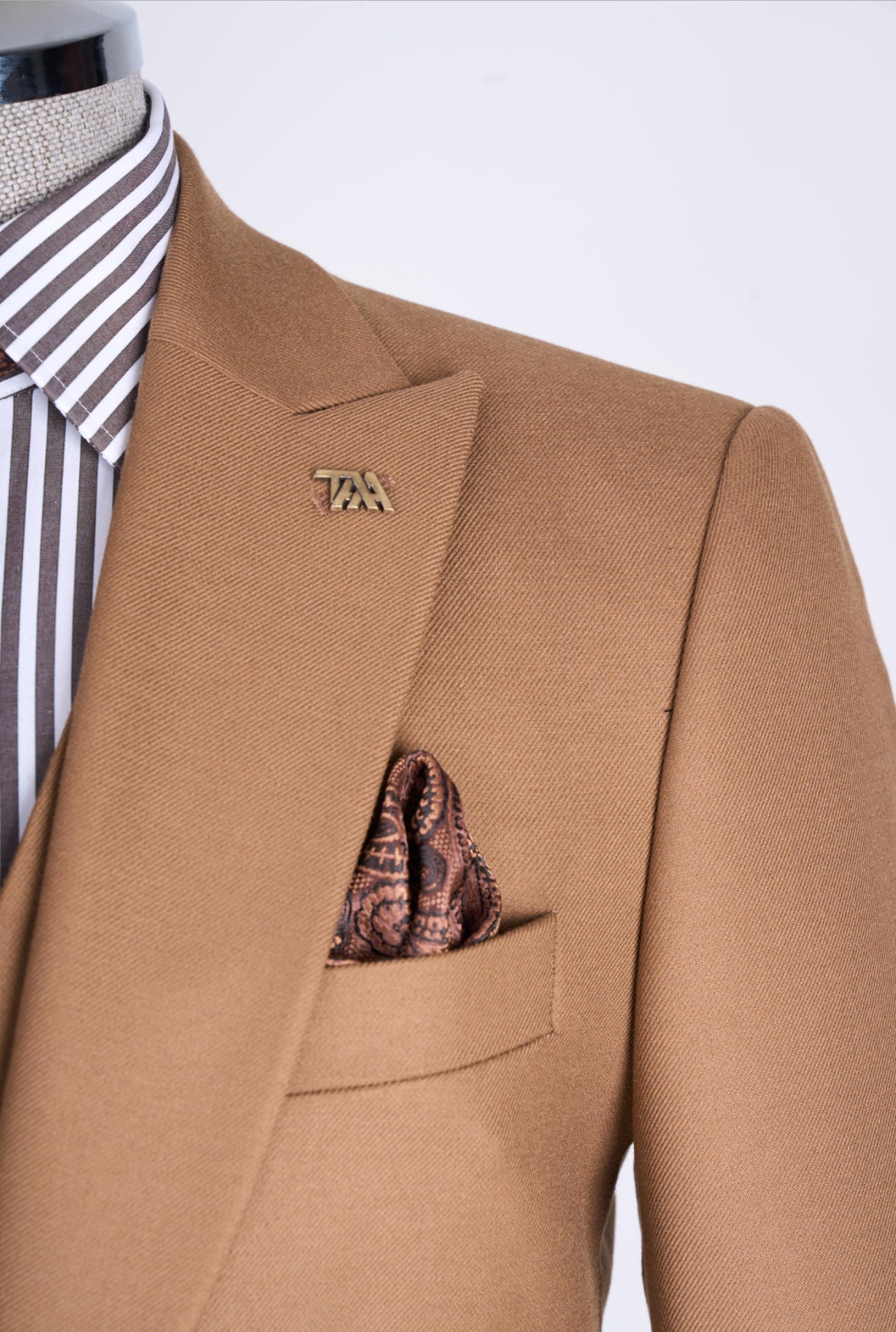 Bojoni Chicago Slim Fit Special Design Camel Suit