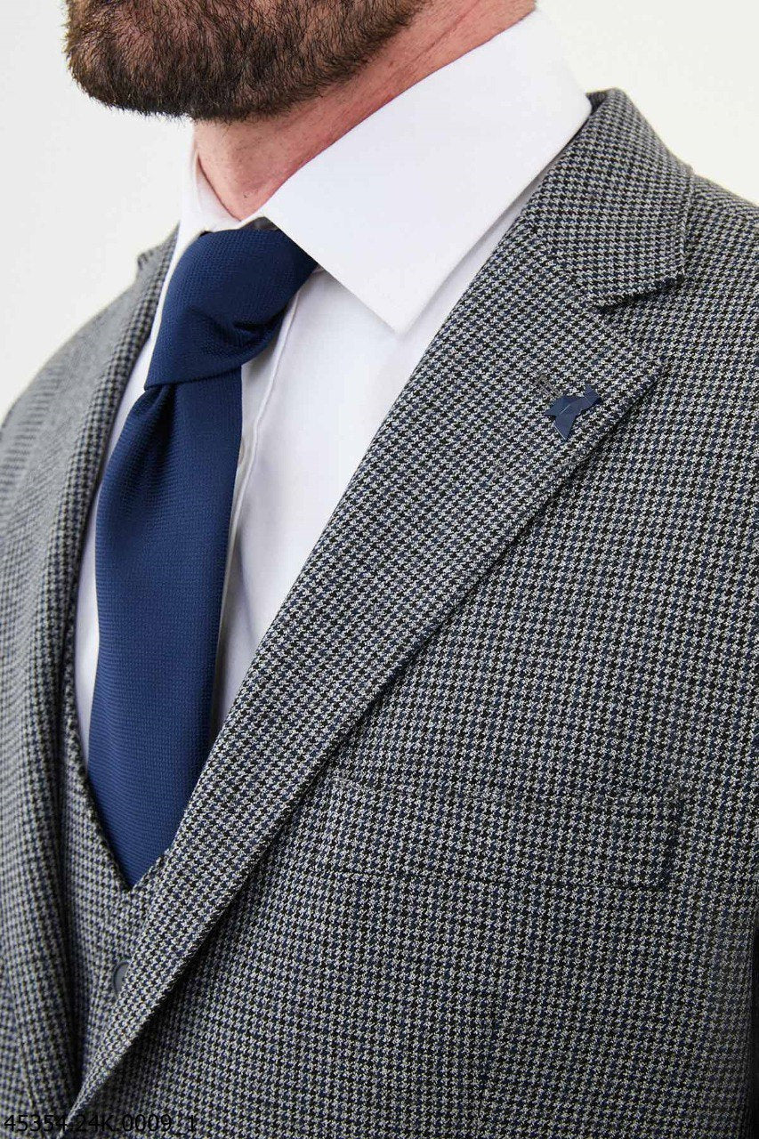 Bojoni Belmonte Gray Patterned  Slim Fit Suit