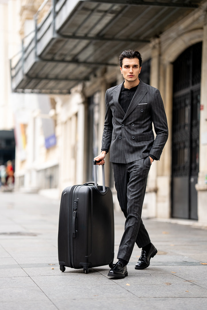 Bojoni Omaha Black Double Breasted Slim Fit Suit