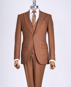 Bojoni Chicago Slim Fit Special Design Brown Suit