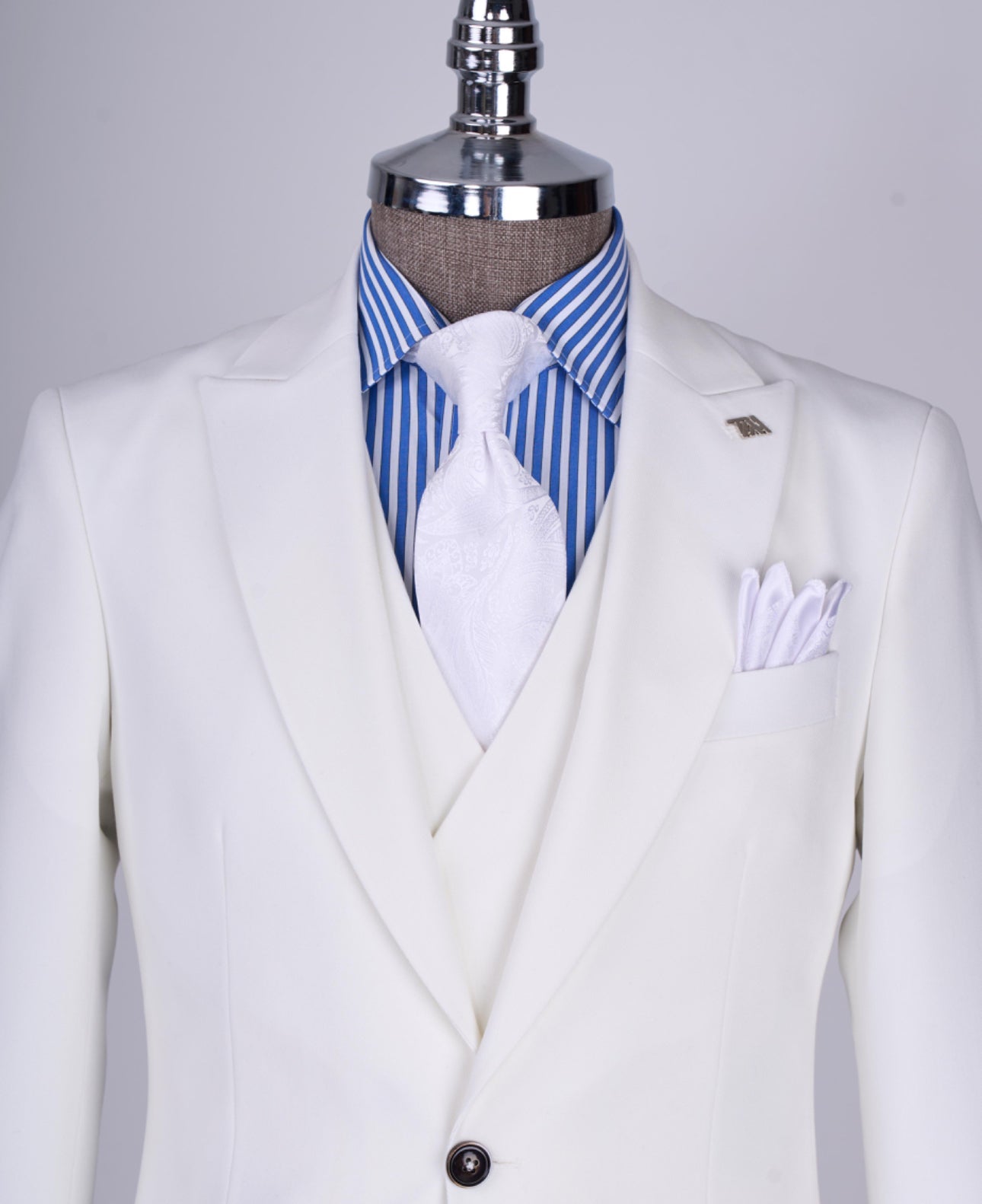 Bojoni Chicago Slim Fit Special Design White Suit