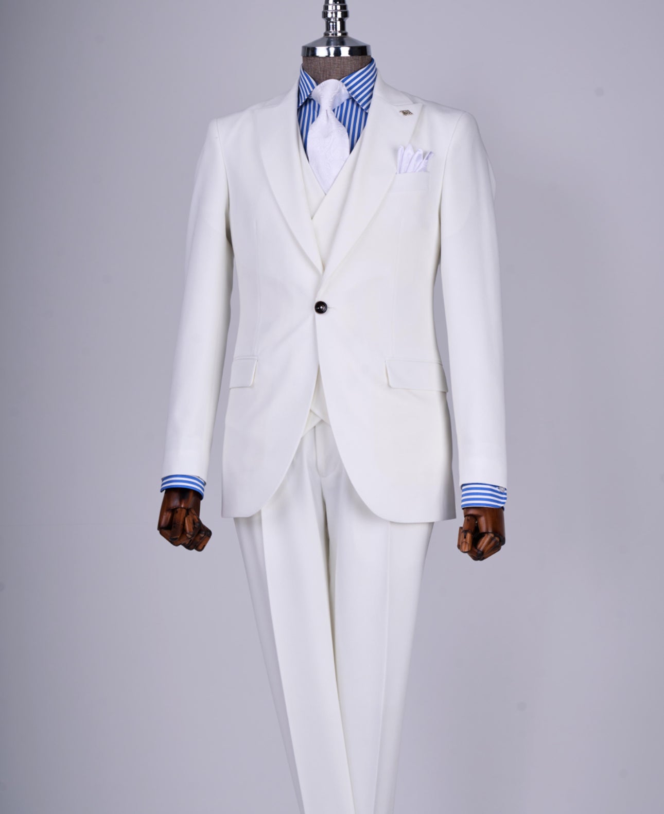 Bojoni Chicago Slim Fit Special Design White Suit