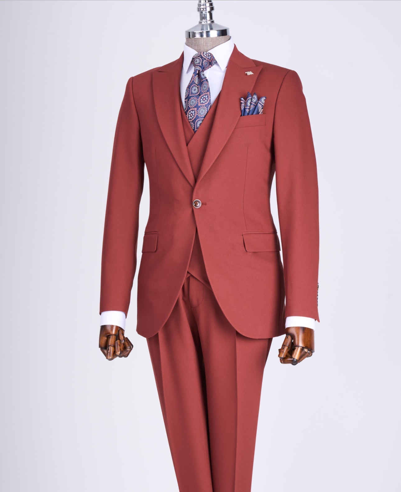 Bojoni Chicago Slim Fit Special Design Coral Suit