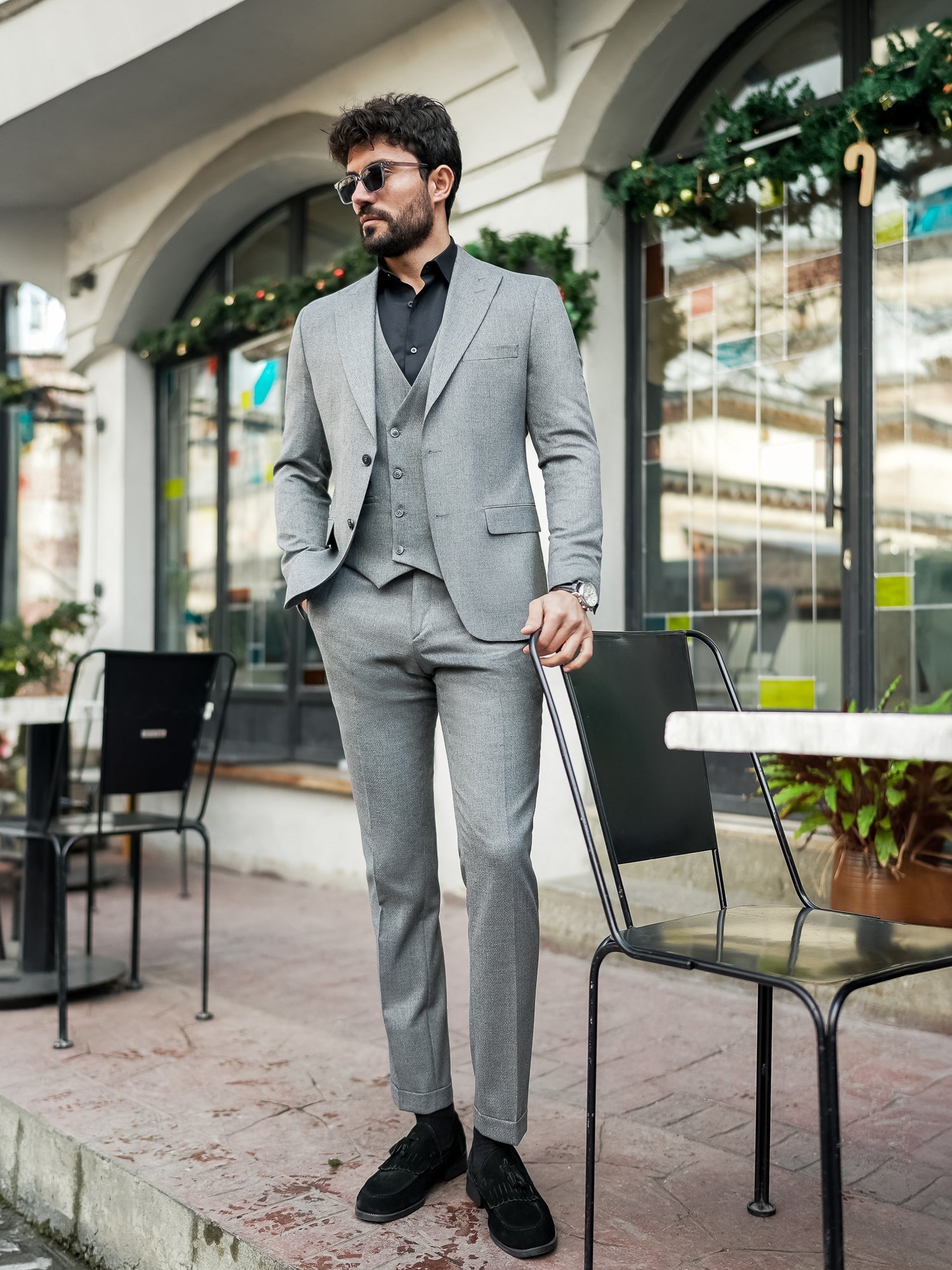 Grey Slim-Fit Suit 3-Piece