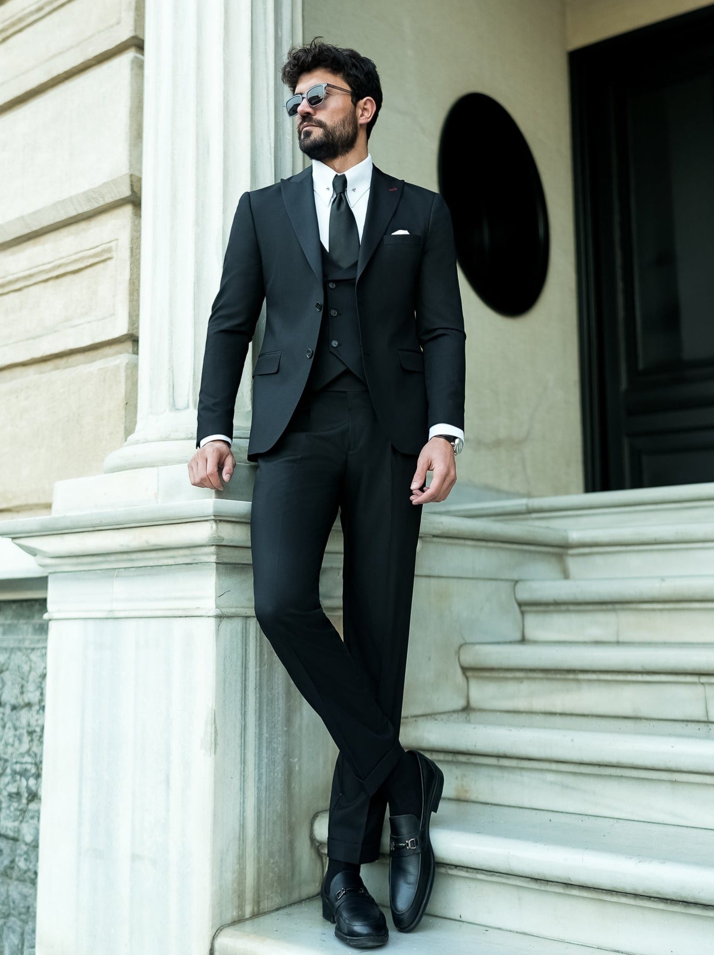 Black Modern-Fit Suit 3-Piece