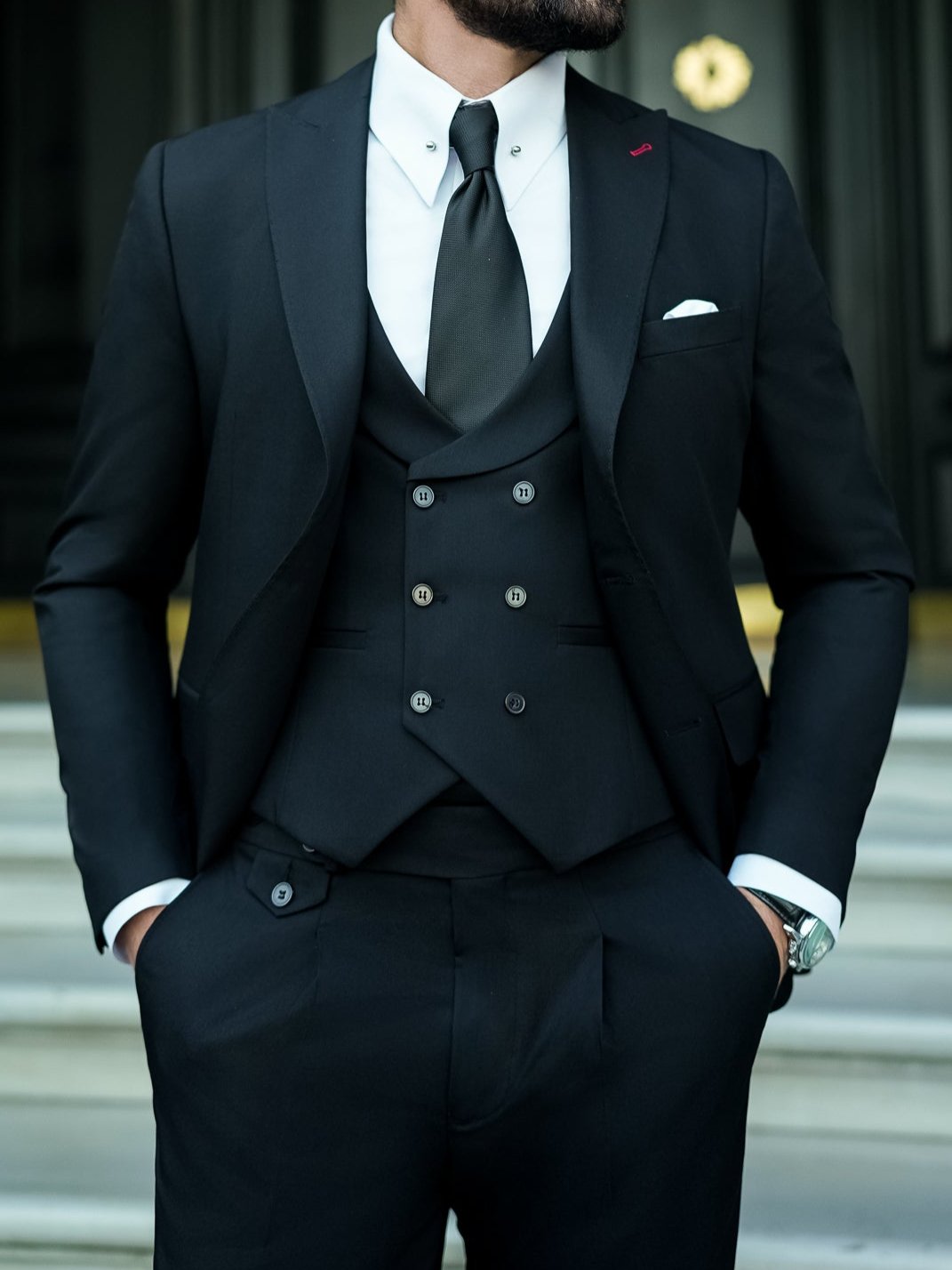 Black Modern-Fit Suit 3-Piece