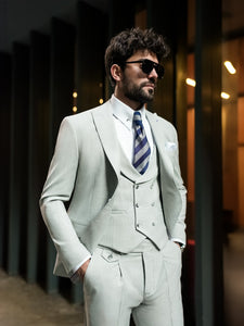 Grey Modern-Fit Suit 3-Piece