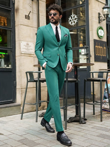 Green Modern-Fit Suit 3-Piece