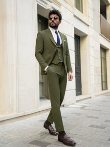 Khaki Modern-Fit Suit 3-Piece