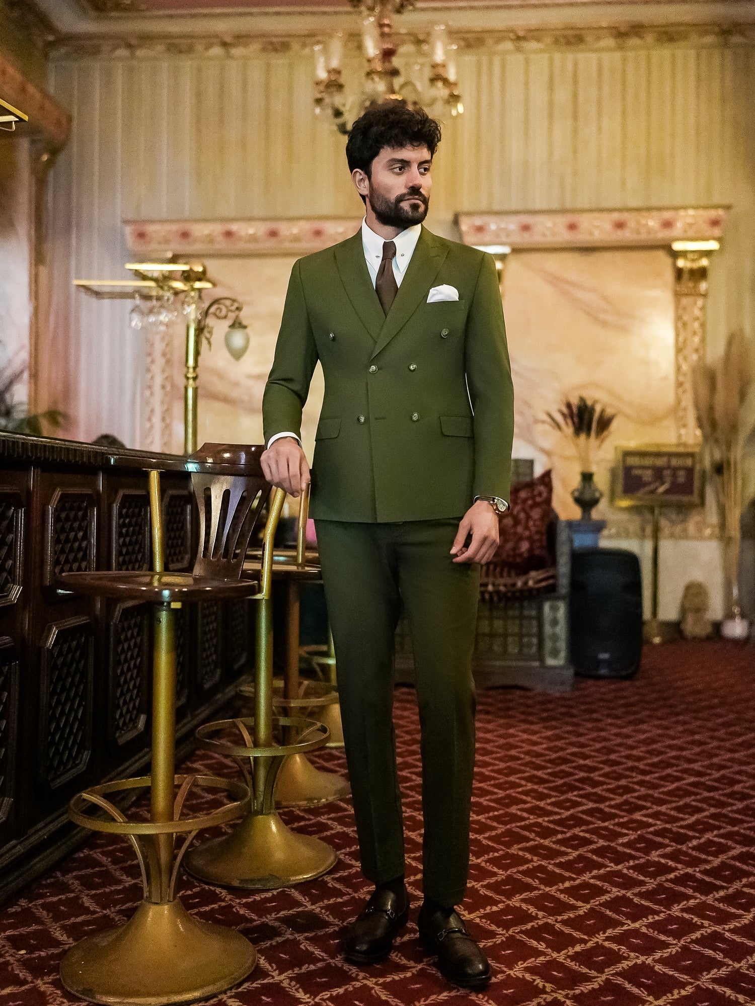 Khaki Double Breasted Suit 2-Piece