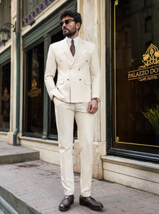 Beige Double Breasted Suit 2-Piece