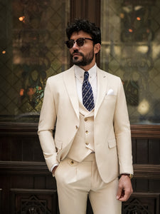 Beige Modern-Fit Suit 3-Piece