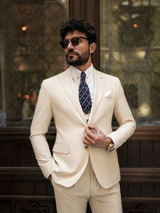 Beige Modern-Fit Suit 3-Piece