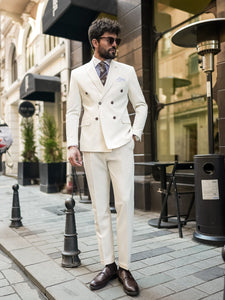 White Double Breasted Suit 2-Piece