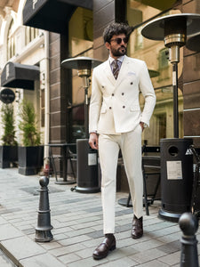 White Double Breasted Suit 2-Piece