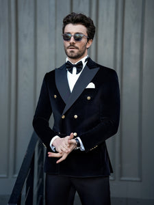 Black Velvet Double Breasted Tuxedo 2-Piece