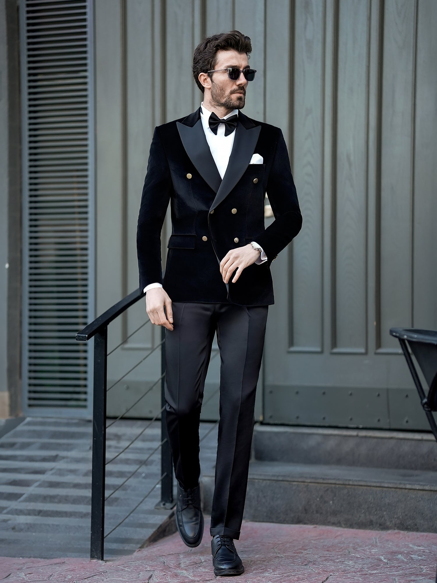 Black Velvet Double Breasted Tuxedo 2-Piece