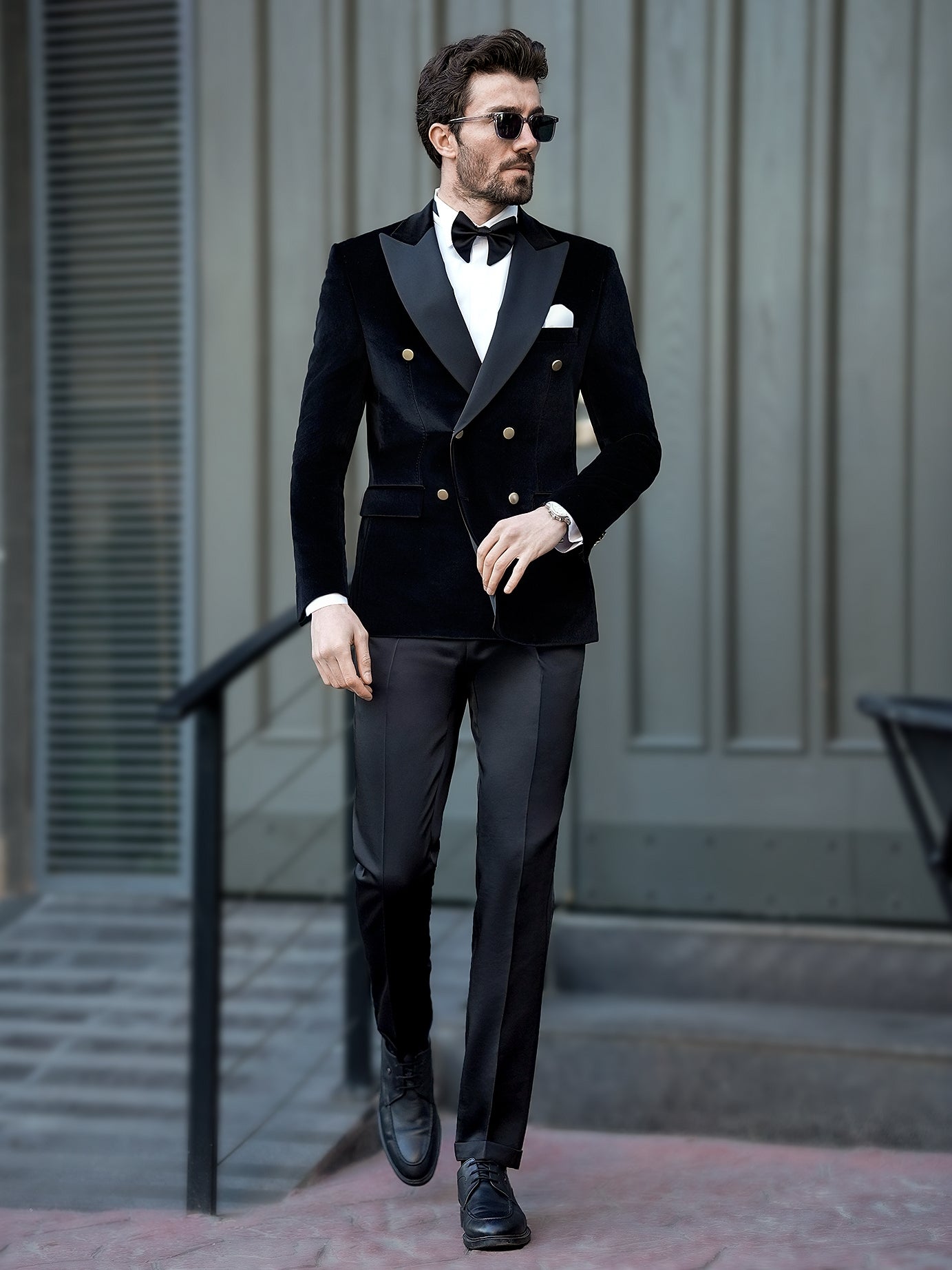 Black Velvet Double Breasted Tuxedo 2-Piece