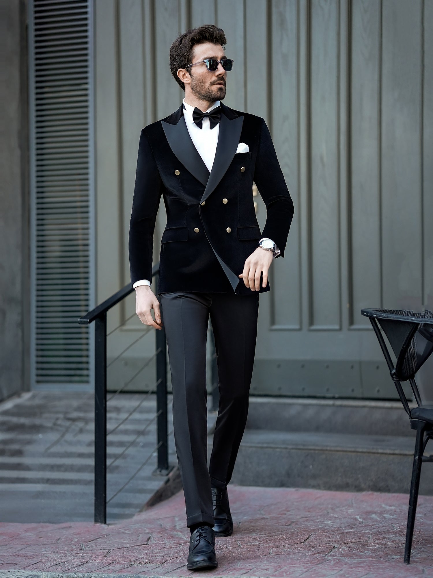 Black Velvet Double Breasted Tuxedo 2-Piece