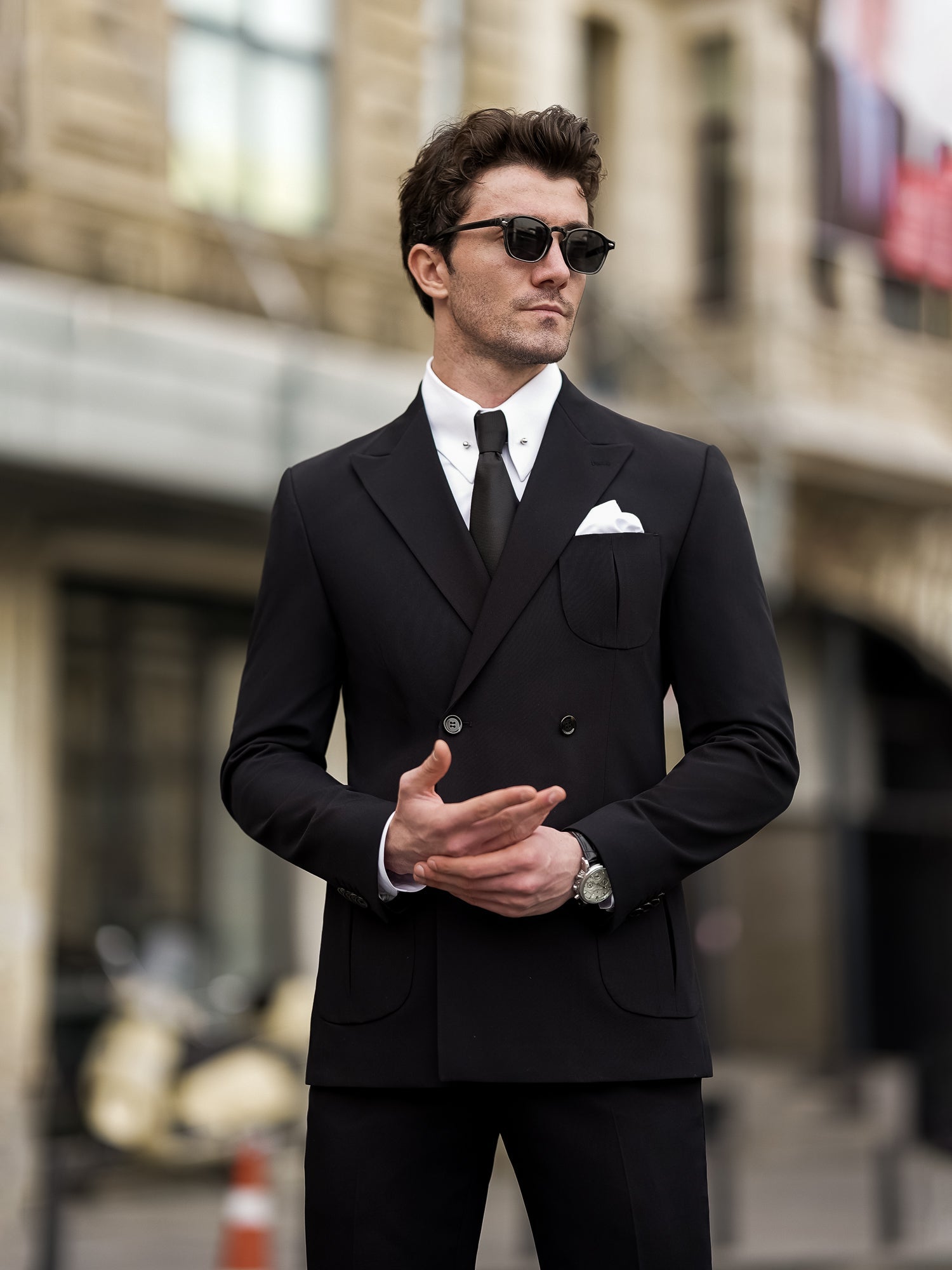 Black Double Breasted Suit 2-Piece