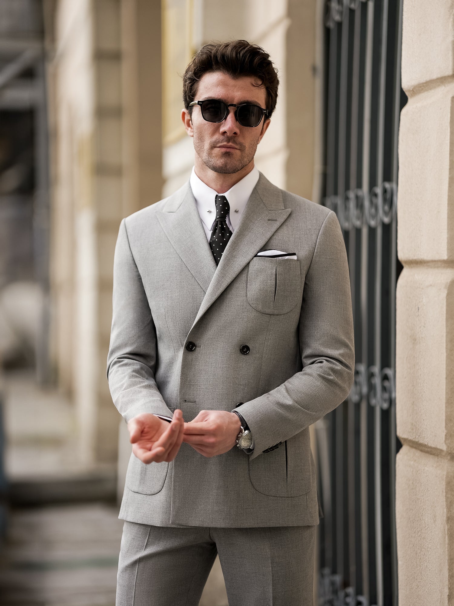 Grey Double Breasted Suit 2-Piece